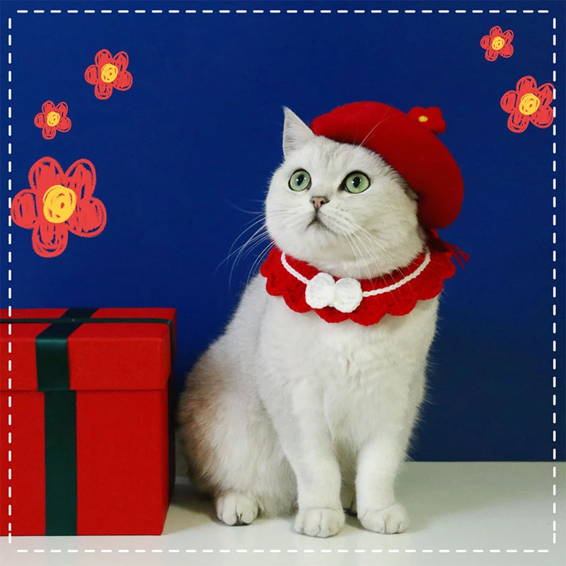 Stylish Floral Cat Beret 4 Stylish Floral Cat Beret - Image 2
