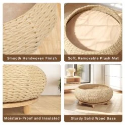 Handwoven Rattan Wood Cat Bed -A Great Coffee Shop HP WF0001 1 detail3
