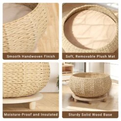Handwoven Rattan Wood Cat Bed -A Great Coffee Shop HP WF0001 2 detail3