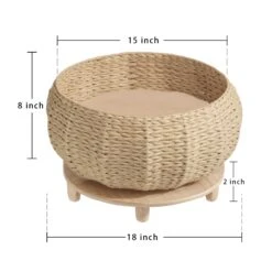 Handwoven Rattan Wood Cat Bed -A Great Coffee Shop HP WF0001 2 size
