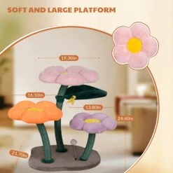 Bloomy Flower Cat Tree -A Great Coffee Shop bloomy flower cat tree flower platform fabric detail 1
