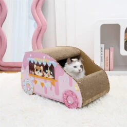 Donut Car Cat Scratcher 17 Donut Car Cat Scratcher -A Great Coffee Shop cat sitting inside donut car cat scratcher