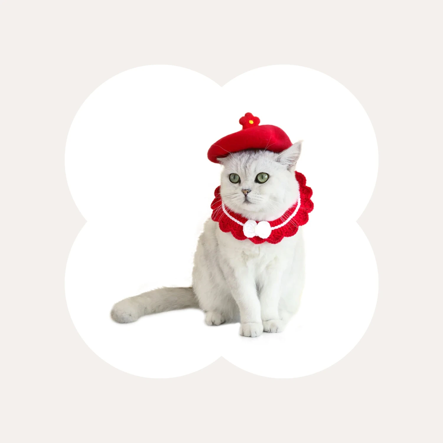 Stylish Floral Cat Beret 3 Stylish Floral Cat Beret