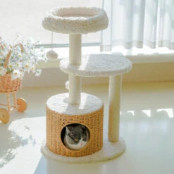 Milk Cloud Cat Tree -A Great Coffee Shop milk cloud cat tree cat in woven condo