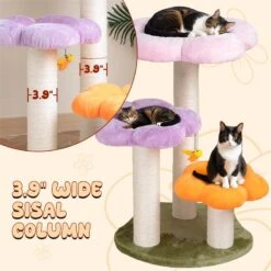 Three Flower Cat Tree -A Great Coffee Shop three flower cat tree three cats platforms sisal pillar
